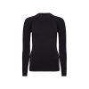 Black long-sleeve crew neck Johnson top by Halfdays, designed as a nylon seamless base layer, ideal for an active outdoor fit against a white background.