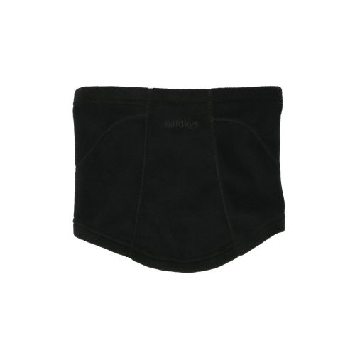 The Marquis Fleece Neck Warmer by Halfdays is a black neck warmer made from Polartec fleece, featuring stitched seams and a subtle front logo.