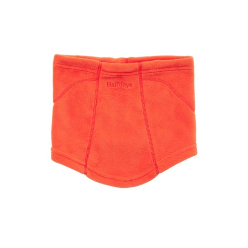 The Halfdays Marquis Fleece Neck Warmer is a bright orange Polartec fleece piece with visible stitching and 