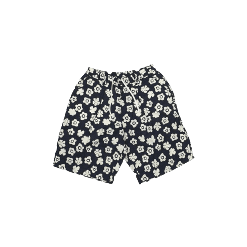 Pleated Track Short Indigo Flower Front