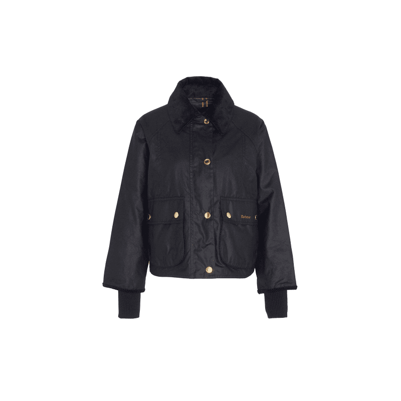 cropped beadnell waxed jacket black