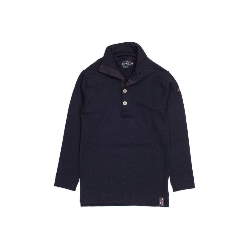 devold u sweaters blaatroie button neck navy 28166528958487