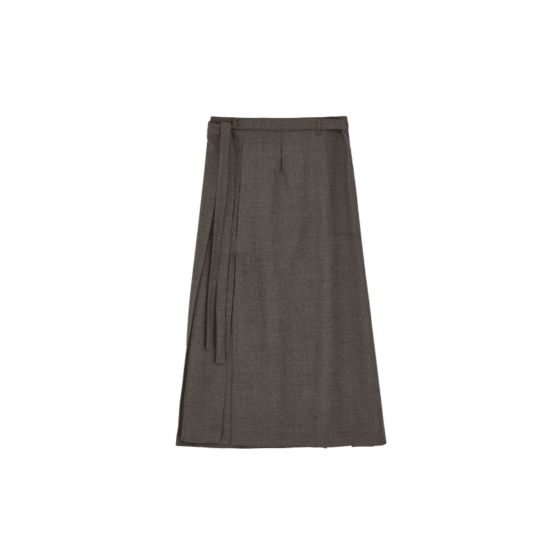 fine wool wrap skirt brownie melange