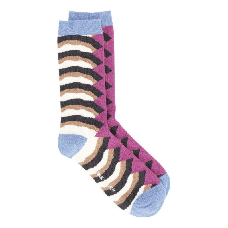 henrik vibskov fw23 w socks ripple wool socks femme 178 fog violet blue ripple 30805467103255