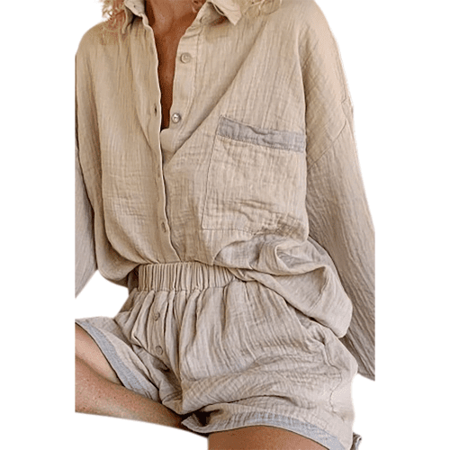 loomist w shirting one size muslin shirt taupe 29016922226711