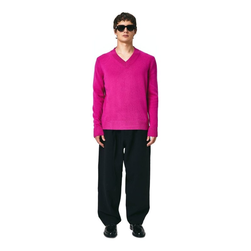 seven gauge fw23 u sweater v neck sweater fuscia 30808434933783