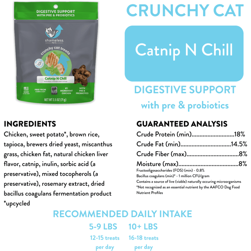 shameless pets catnip n chill crunchy cat treats 31015973060631