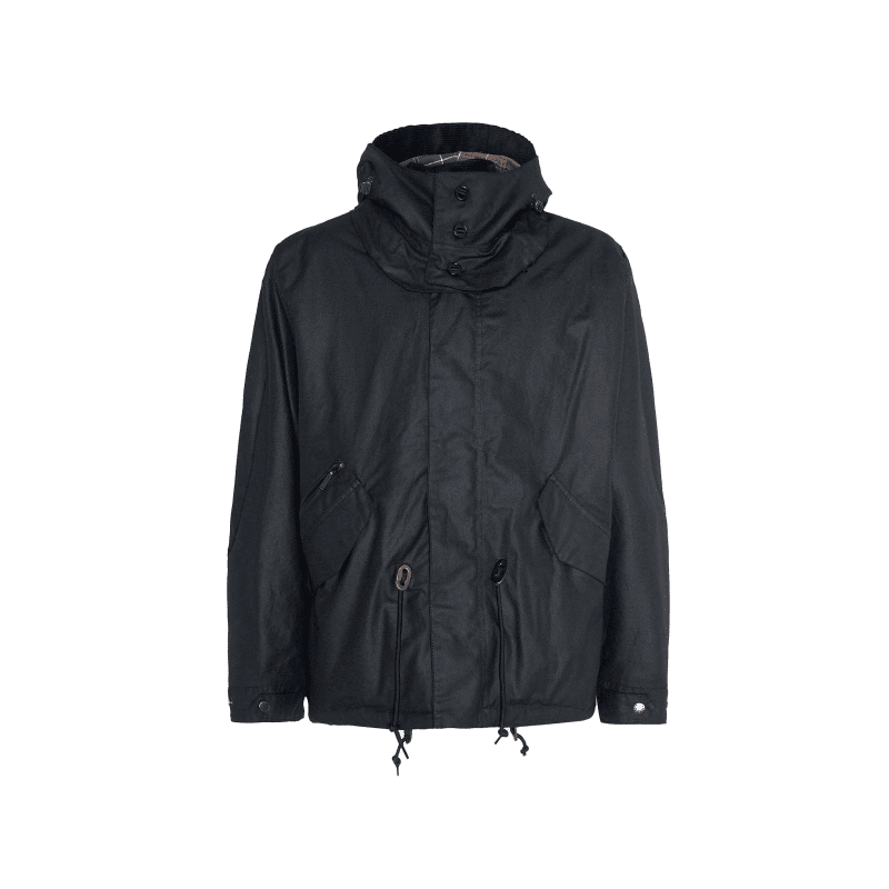 short wind waxed parka black