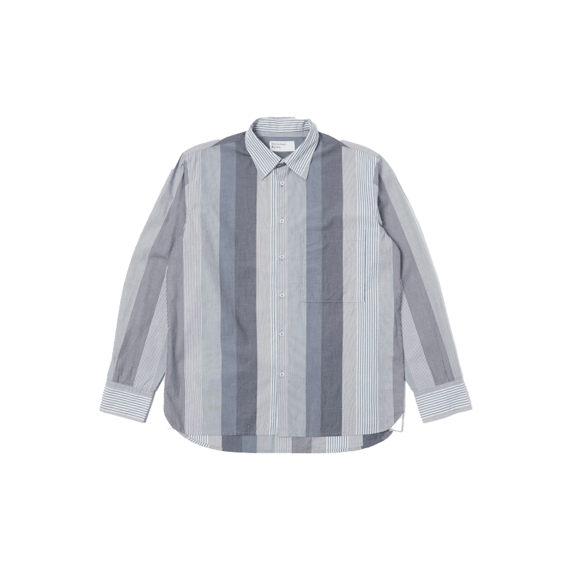 square pocket shirt blue stripe