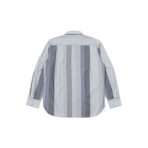 square pocket shirt blue stripe back