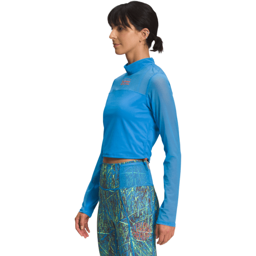 the north face w active top women s trailwear qtm mock neck l s super sonic blue 30521042665495