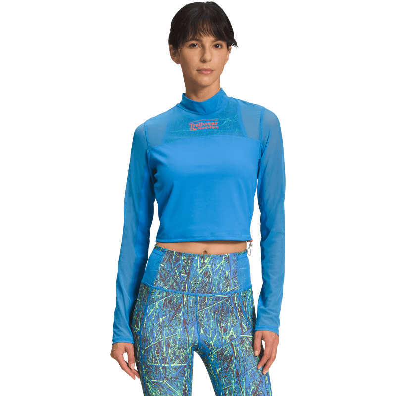 the north face w active top women s trailwear qtm mock neck l s super sonic blue 30521042698263