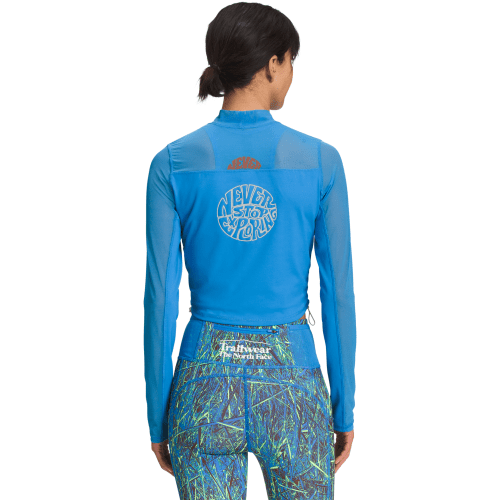 the north face w active top women s trailwear qtm mock neck l s super sonic blue 30521042731031