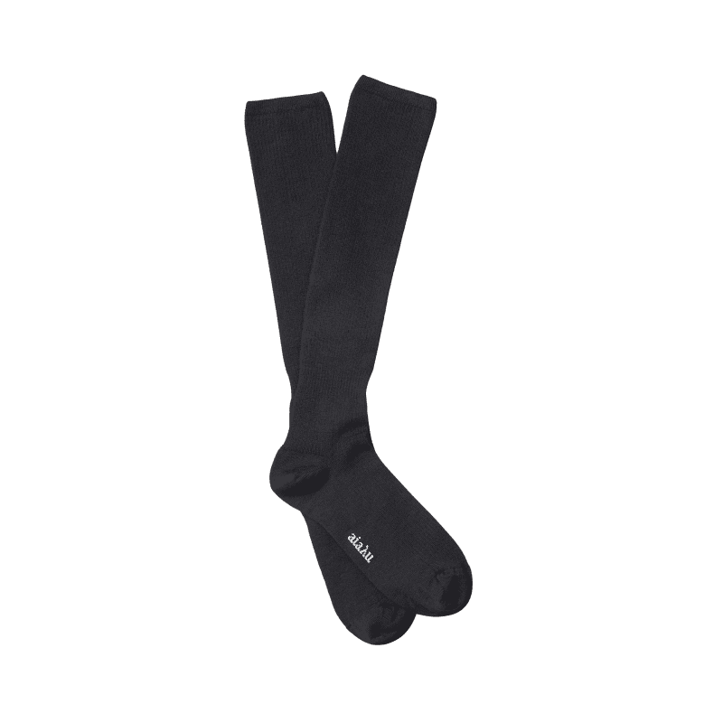 wool knee socks black